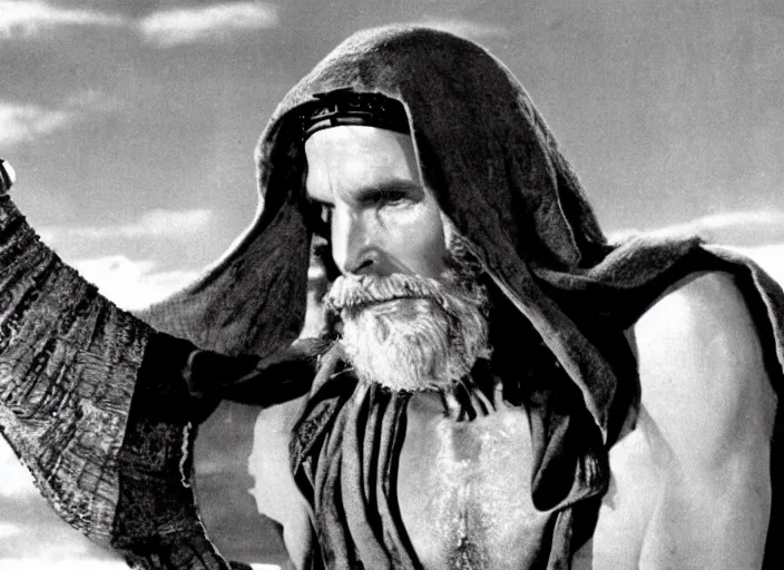 Image similar to film still of Christian Bale as Judah Moses in The Ten Commandments 1956