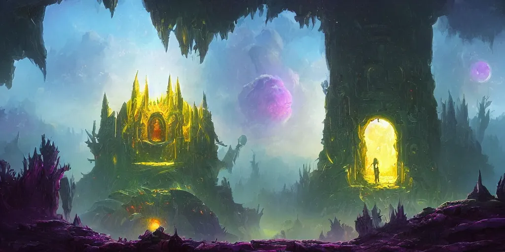 Prompt: fantasy world portal by Paul Lehr dramatic lighting, cinematic establishing shot, extremely high detail, photorealistic, cinematic lighting