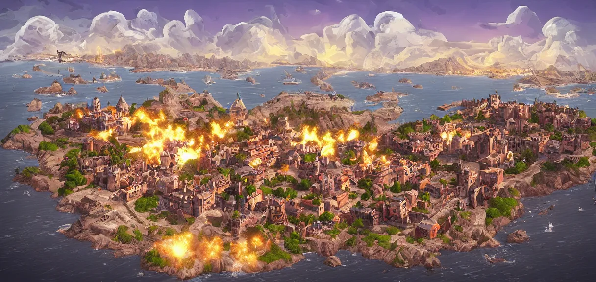 Image similar to “ the city of king's landing from game of thrones, but in the style of fortnite, digital art, award winning ”