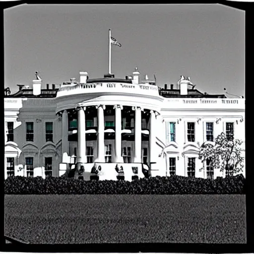 Image similar to Giant Grotesque Blob Monster Eating the White House, historical photo , Photorealistic