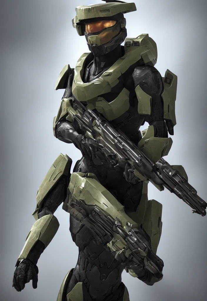 Image similar to The sergeant in the halo as a female, Unreal engine, 8K