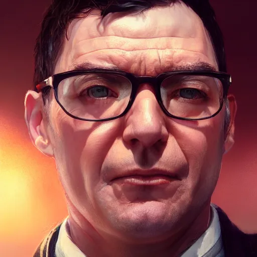 Image similar to highly detailed portrait, ion iliescu, in gta v, stephen bliss, unreal engine, fantasy art by greg rutkowski, loish, rhads, ferdinand knab, makoto shinkai and lois van baarle, ilya kuvshinov, rossdraws, tom bagshaw, global illumination, radiant light, detailed and intricate environment