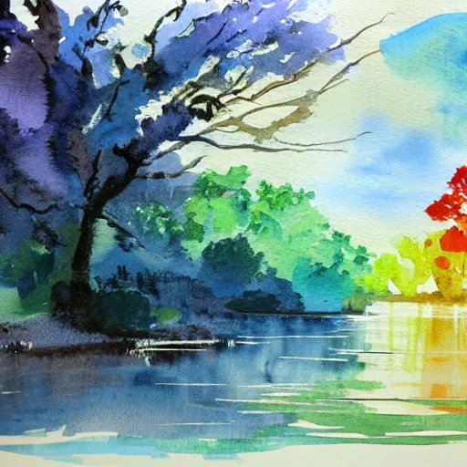 Image similar to watercolor painting landscape