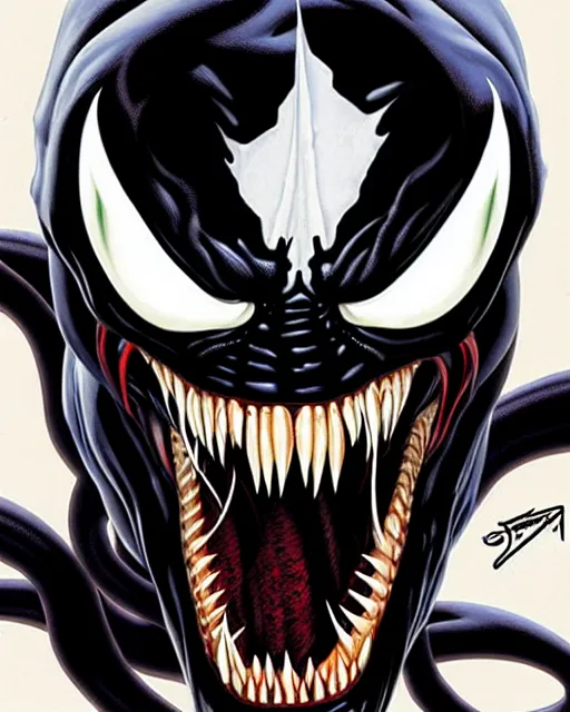 Image similar to a portrait of Venom by Javier Garron, Gerardo Sandoval and Clayton Crain