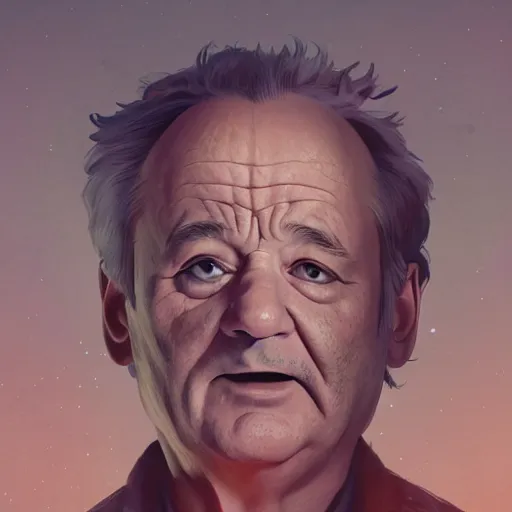 Image similar to bill murray, highly detailed vfx portrait, unreal engine, greg rutkowski, loish, rhads, caspar david friedrich, makoto shinkai and lois van baarle, ilya kuvshinov, rossdraws, elegent, tom bagshaw, alphonse mucha, global illumination, detailed and intricate environment.