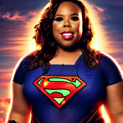 Image similar to Amber Riley as a superhero in the MCU, promo image, movie poster, entertainment weekly