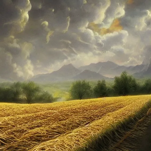 Image similar to potato heaven, beautiful matte painting, amazing, stunning