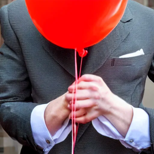 Image similar to Pennywise the clown wearing a suit and holding a banknote in his hands, full body shot