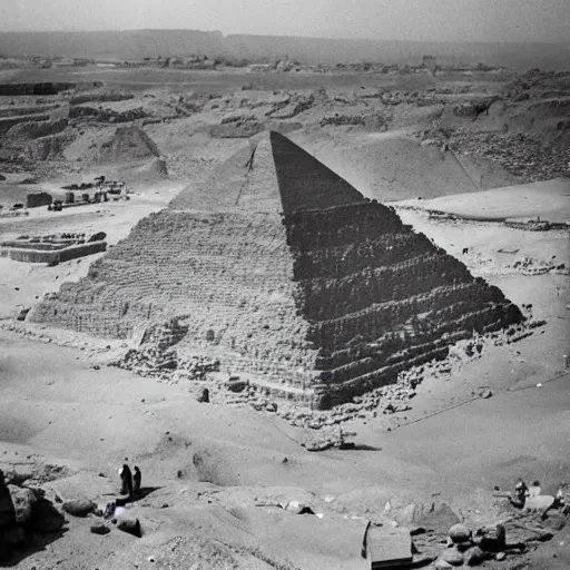 Prompt: the pyramid of giza under construction in egypt