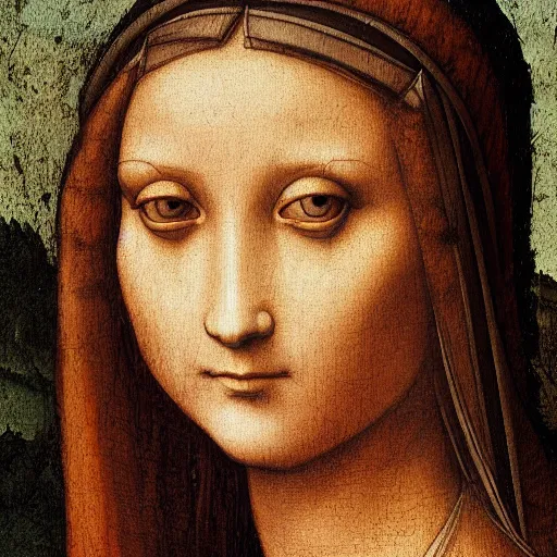 Prompt: a close up of a painting of a woman, a painting by leonardo da vinci, pixabay contest winner, academic art, da vinci, detailed painting, artwork