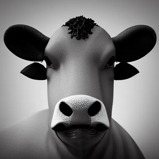 Image similar to synthwave cow face, detailed face, sharp focus, synthwave art, aesthetic, octane render