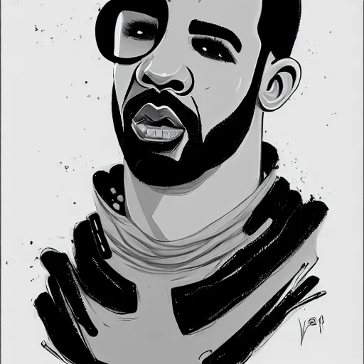 Image similar to Drake, digital artwork by Victor Moscoso, trending on artstation