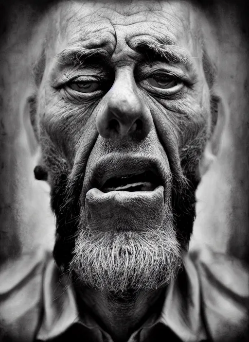 Image similar to handsome anthropomorphic mangle by lee jeffries, gelatin silver process