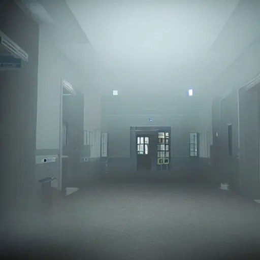 Prompt: hospital horror darkness dark render fog highly detailed