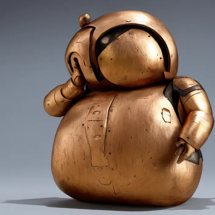 Prompt: a medieval baymax made out of wood and copper