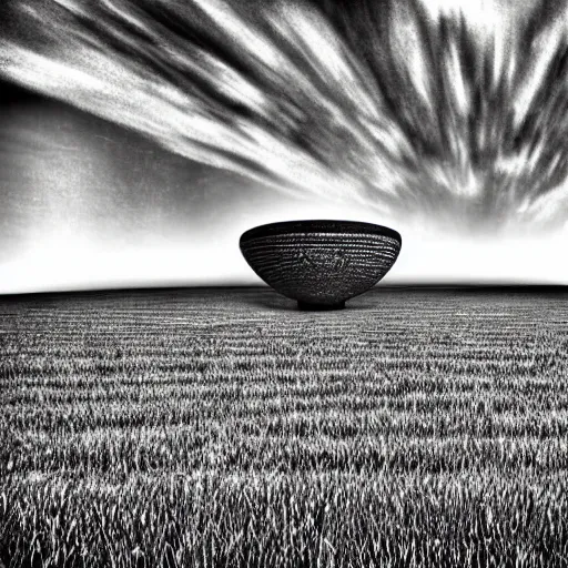 Prompt: UFO Fantasy Art taking a cow crop circle HDR