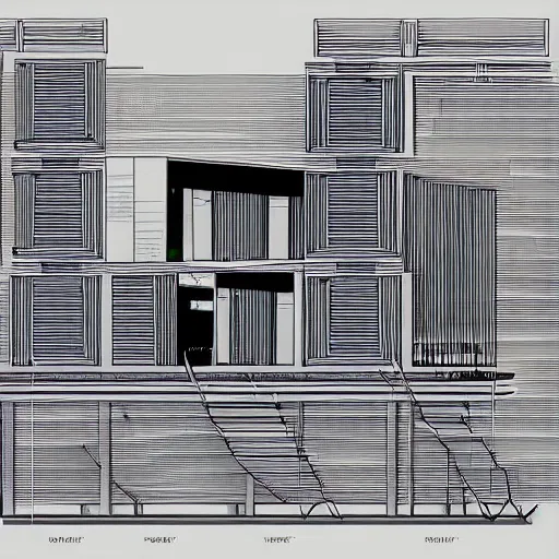 Image similar to cross-section perspective of architecture blueprint of floating building, cinematic digital illustration, in style of Moebius