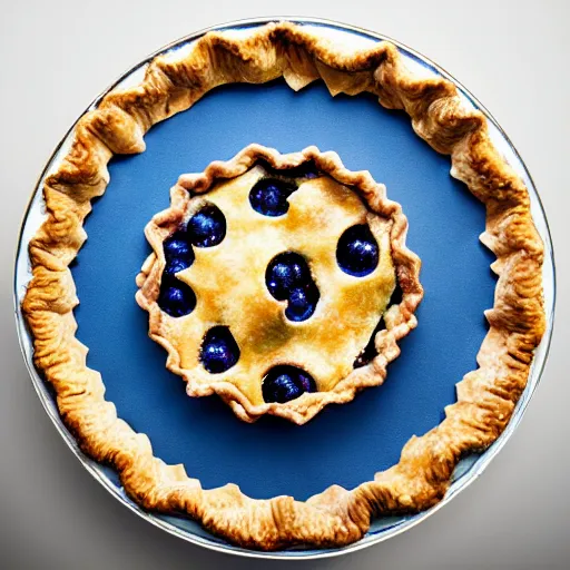 Prompt: intricate five star blueberry pie portrait by pablo picasso, oil on canvas, hdr, high detail, photo realistic, hyperrealism, matte finish, high contrast, 3 d depth, centered, masterpiece, vivid and vibrant colors, enhanced light effect, enhanced eye detail, artstationhd