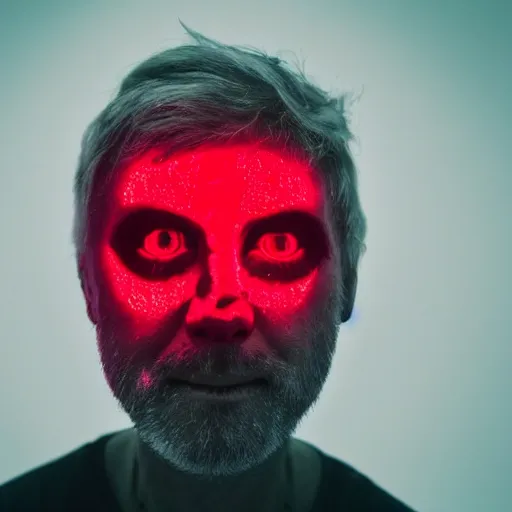 Image similar to a man with red glowing eyes