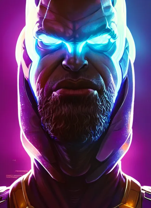 Image similar to portrait of apex legends thanos, intricate, elegant, glowing lights, highly detailed, digital painting, artstation, glamor pose, concept art, smooth, sharp focus, illustration, art by artgerm and greg rutkowski, artey freytag