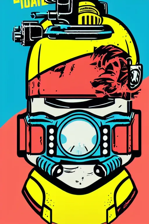 Image similar to fallout 7 6 retro futurist illustration art by butcher billy, sticker, colorful, illustration, highly detailed, simple, smooth and clean vector curves, no jagged lines, vector art, smooth andy warhol style