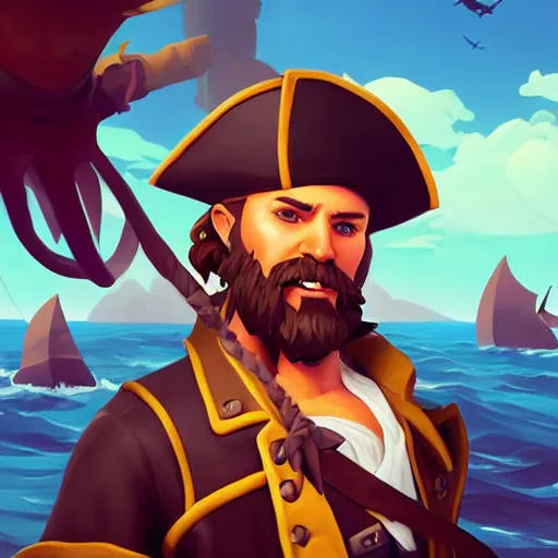 Image similar to painting jack the pirate on sea of thieves game avatar hero smooth face median photoshop filter cutout vector behance hd by jesper ejsing, by rhads, makoto shinkai and lois van baarle, ilya kuvshinov, rossdraws, illustration, art by ilya kuvshinov and gustav klimt