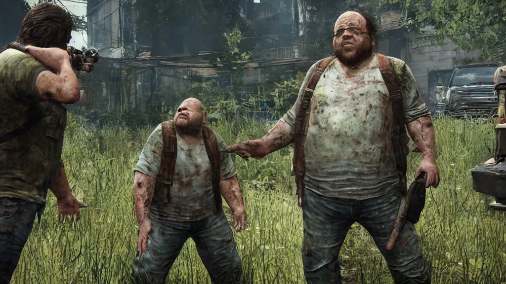 Prompt: danny devito bloater in the last of us, video game, screenshot, next gen graphics, ps 5, unreal engine, ray tracing