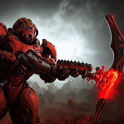 Image similar to doom slayer from doom eternal, photography