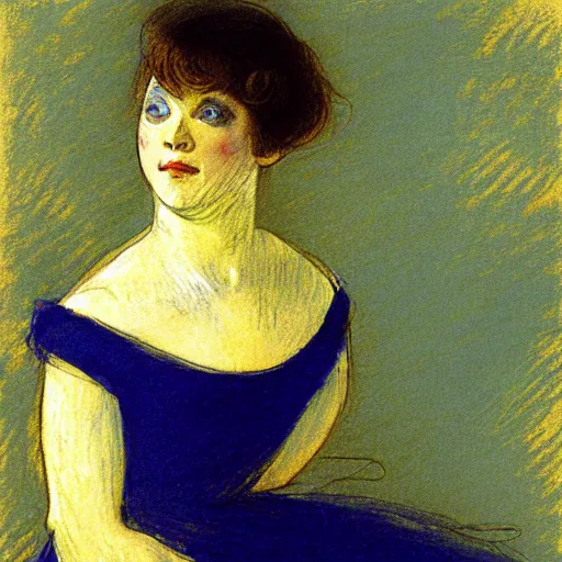 Prompt: a girl in a blue and gold ivory room, film still by goya, by henri de toulouse - lautrec, elegant drawing, digital painting, jugendstil, art noveau, strong lights, flat colors, pastel colors