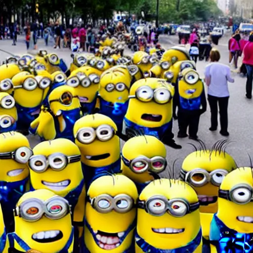 Prompt: minion labor strike protest