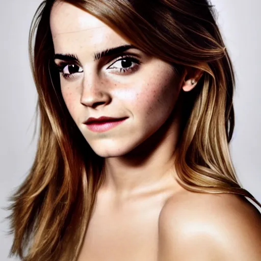 Image similar to portrait photograph of emma watson but her skin is replaced with avocado skin