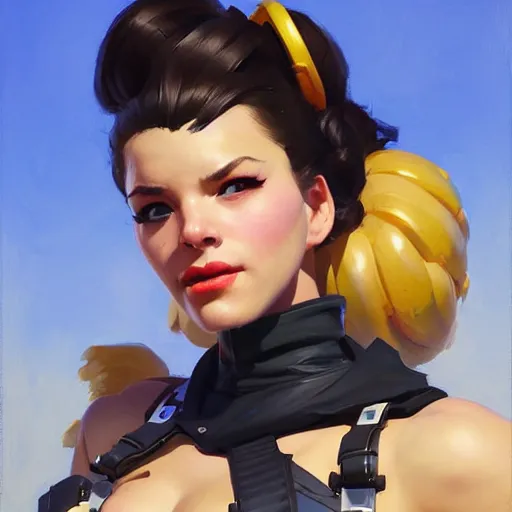 Prompt: greg manchess portrait painting of abigale shapiro as overwatch character, medium shot, asymmetrical, profile picture, organic painting, sunny day, matte painting, bold shapes, hard edges, street art, trending on artstation, by huang guangjian and gil elvgren and sachin teng