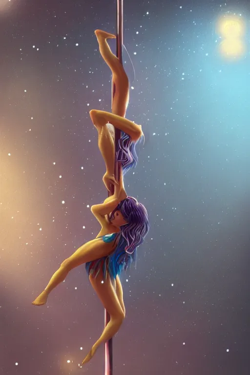 Image similar to A beautiful pole dancing fairie, cinematic lighting, soft bokeh, fantasy, modern, colourful, highly detailed, digital painting, artstation, deviantart, concept art, sharp focus, illustration