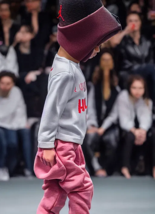 Image similar to hyperrealistic and heavy detailed air jordan runway show of maggie simpson, leica sl 2 5 0 mm, vivid color, high quality, high textured, real life