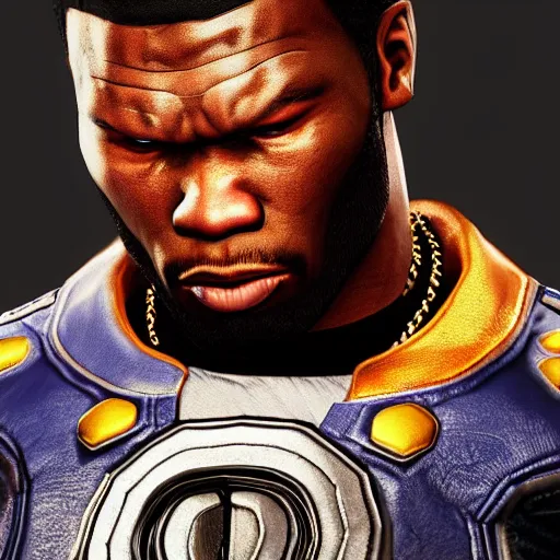 Prompt: a videogame still of 50 Cent in Tekken 7, portrait, 40mm lens, shallow depth of field, close up, split lighting, cinematic