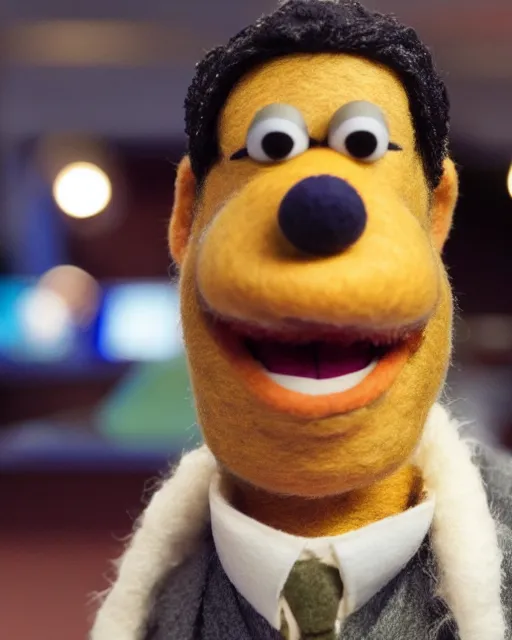 Prompt: oscar nunez as a muppet in the office. highly detailed felt. hyper real photo. 4 k.