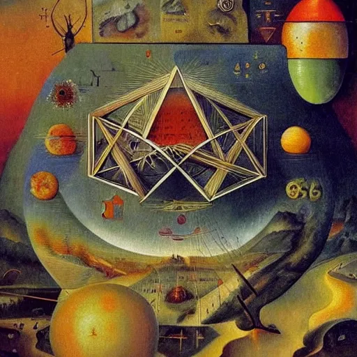 Image similar to mathematical equations painted by bosch, mathematical paradise, beautiful animals, equation heaven, platonic solids, elegant diagrams, beautiful equations, oil paint, hyperrealistic, surreal, collection of louvre