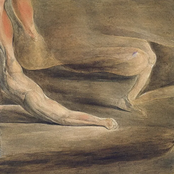 Prompt: A painting of a pair of running shoes by William Blake