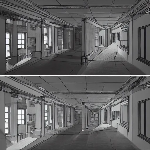 Prompt: Art demo of four point perspective.