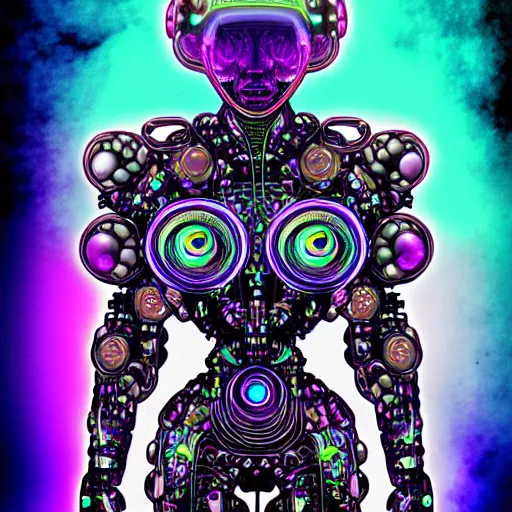 Prompt: psychedelic organic cyborg by artem cash