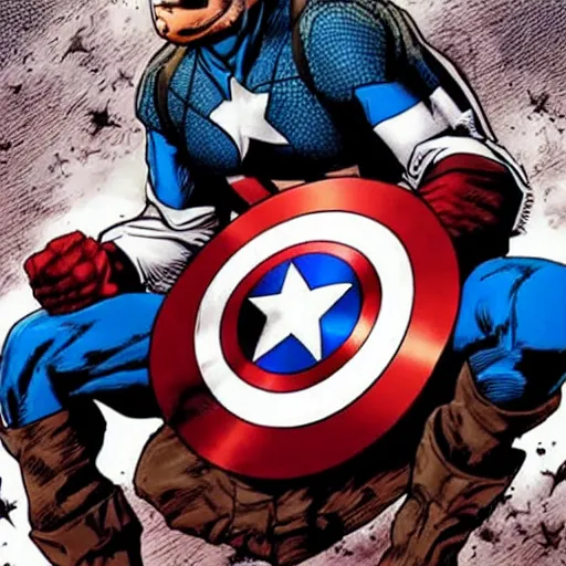 Prompt: Captain America in a hospice