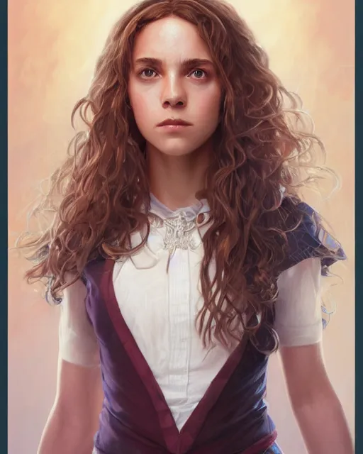 Image similar to ultra realistic illustration, hermione granger from the chamber of secrets, intricate, elegant, highly detailed, digital painting, artstation, concept art, smooth, sharp focus, illustration, art by artgerm and greg rutkowski and alphonse mucha