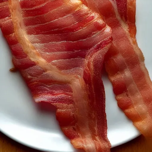 Image similar to an ultra realistic photograph of a bacon rasher on a plate, with kevin bacon's face