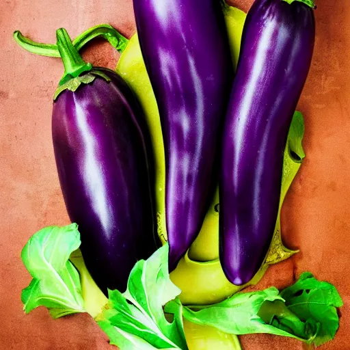 Image similar to an eggplant exploding into eggplants, award-winning photography