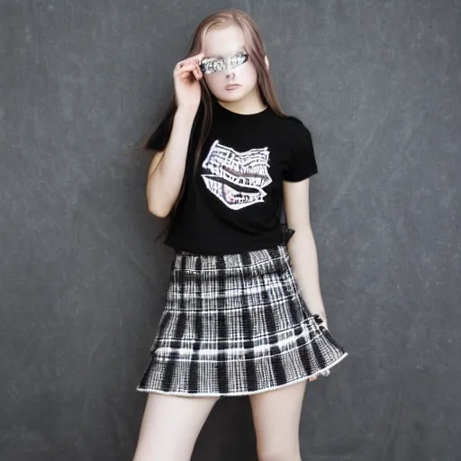 Image similar to female model teenage emo photography plaid skirt band shirt