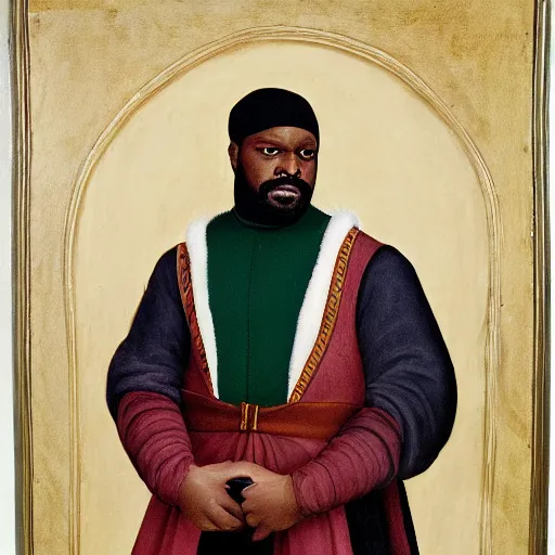 Image similar to a renaissance style portrait painting of Ghostface