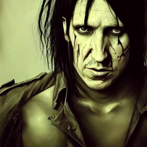 Image similar to young and handsome trent reznor as a zombie with shoulder length hair, 7 days to die zombie, realistic proportions, fine art, award winning, intricate, elegant, sharp focus, cinematic lighting, digital painting, 8 k concept art, art by brom, art by guweiz and z. w. gu, art by michael hussar, 8 k