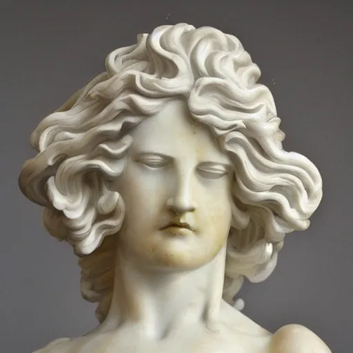Prompt: statue of a standalone cloud marble baroque gold grey detail bernini