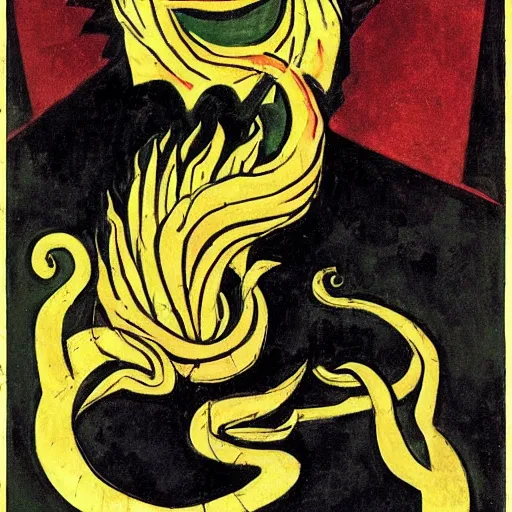 Image similar to voroni diagram sinister, turbulent by martiros saryan, by mike mignola. a beautiful illustration of a snake eating its own tail that seems to go on forever.