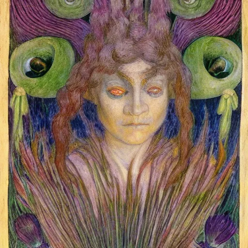 Prompt: facemask made of flowers, by annie swynnerton and jean delville and edward hopper and evelyn de morgan and rufino tamayo, dark flower shaman, art brut, outsider art, symbolist, dramatic lighting, god rays, elaborate geometric ornament, clean crisp graphics, smooth sharp focus, extremely detailed, adolf wolfli